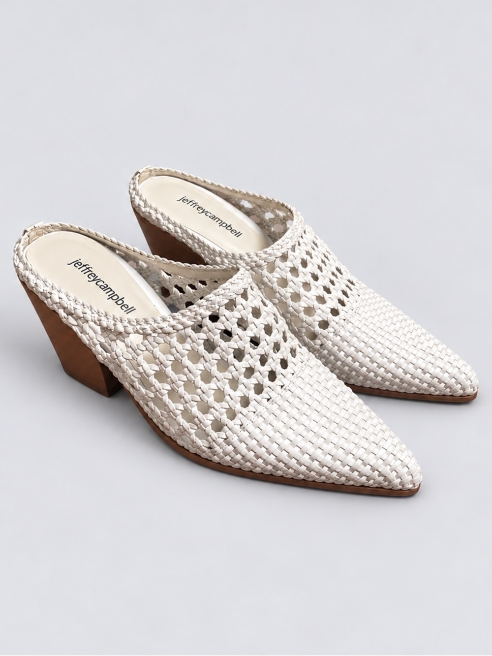 Jeffrey Campbell White Woven Pointed-Toe Mule